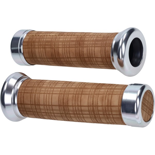 handvatset Power1 retro2 alu ruit cognac=op=op