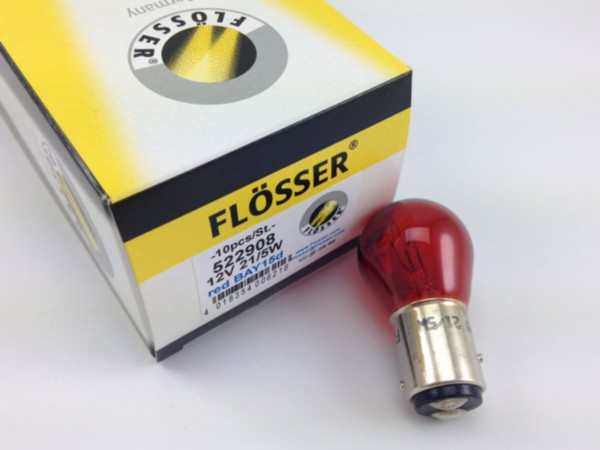 lamp 12V bosma 21/5W ba15 rood