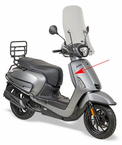 sierstrip Kymco origineel beenschild rechts zwart mat new like 64313-acc1-e10-66p