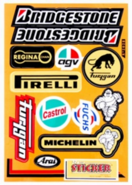 stickerset falko sponsor agv/arai/bridgestone/castrol/pirelli/regina 12-delig universeel 982028