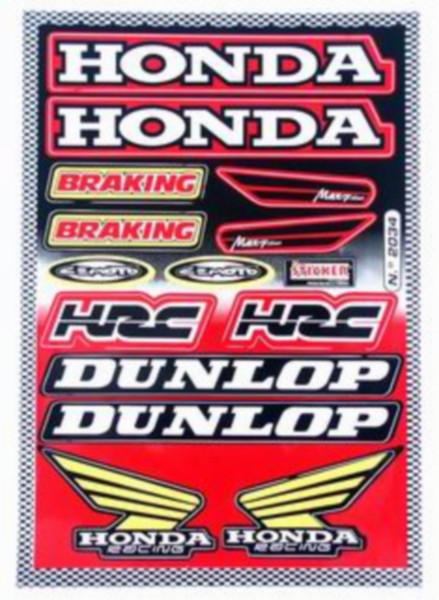 stickerset falko sponsor Dunlop/Honda/HRC rood 14-delig universeel 982034