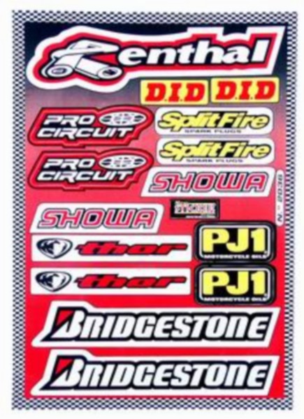 stickerset falko sponsor Bridgestone/Renthal/Showa/Splitfire rood 15-delig universeel 982036