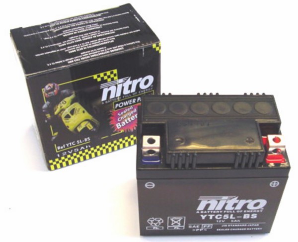 accu nitro ntc5l-bs/ytc5l-bs sla/gel o.a. Peugeot/Kymco 5.5amp