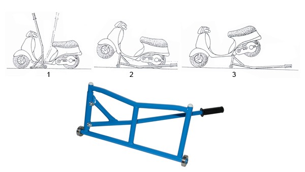 gereedschap DMP paddockstandaard blauw scooter