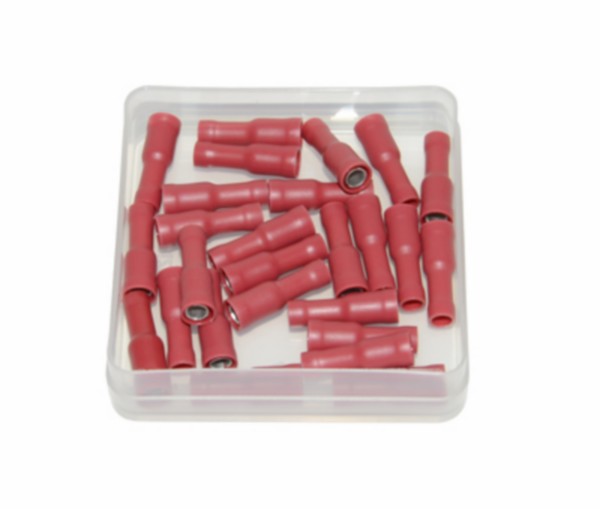kabelstekker rond vrouw 4mm rood 25pcs