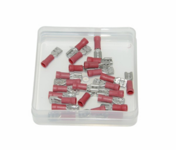 kabelstekker plat vrouw rood 4.8mm 25pcs