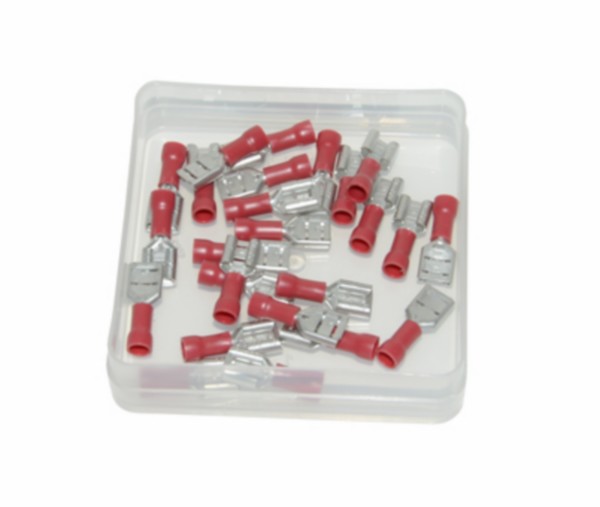 kabelstekker plat vrouw 6.3mm rood 25pcs