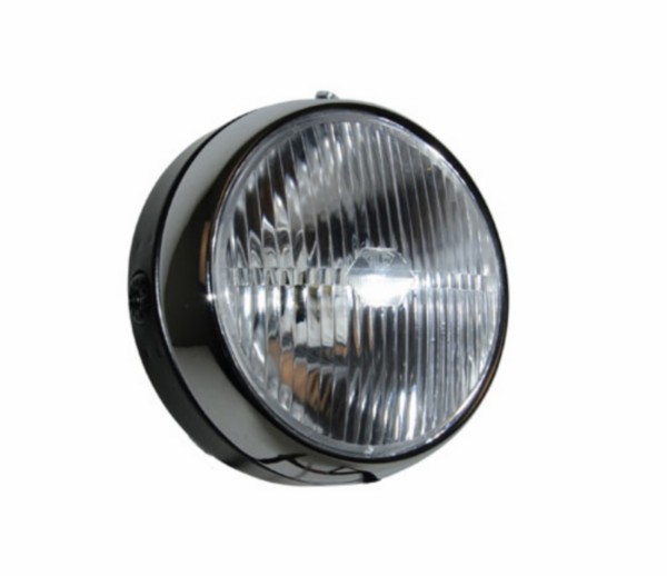 koplamp guia rond (made in EU) 145mm zwart/chroom bromfiets