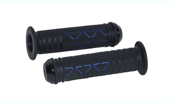 handvatset DMP universeel zip/sprint style + bar end zwart/blauw