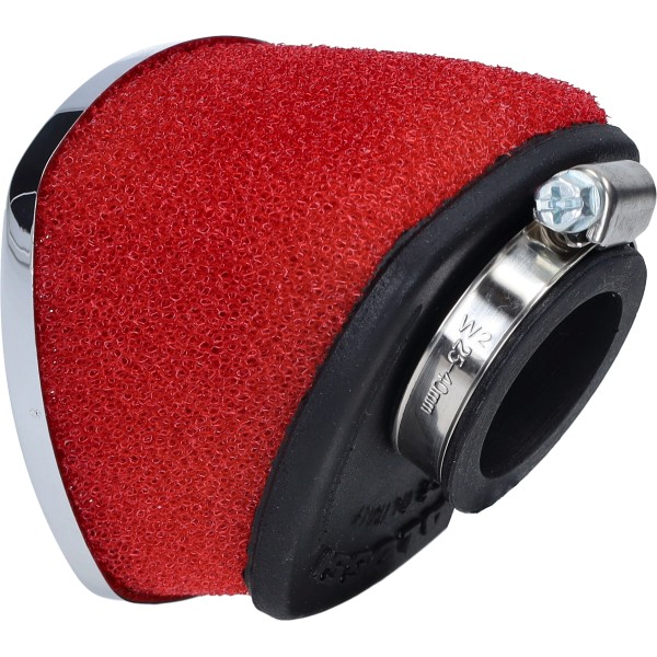 powerfilter malossi mhr e14 schuin 32mm chroom/rood 0411459