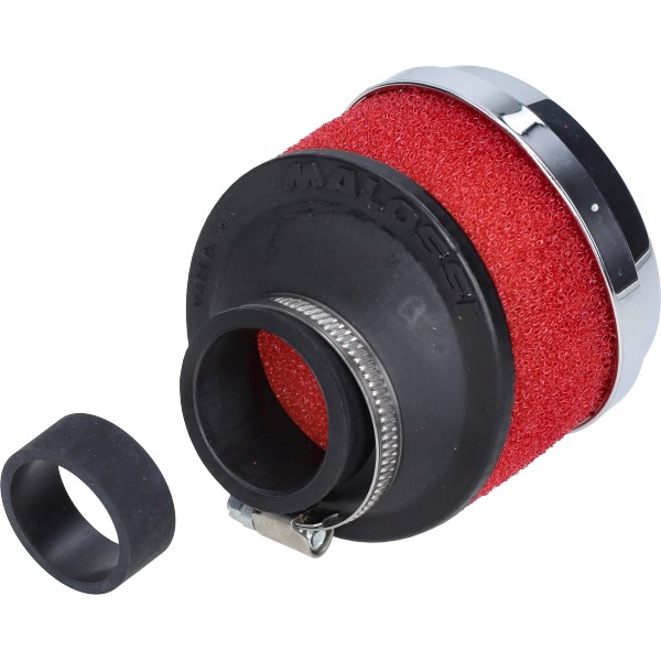 powerfilter malossi mhr e13 schuin 32-38mm chroom/rood 0411730