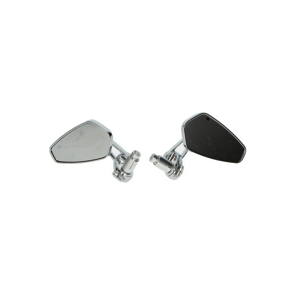 spiegelset DMP stuurbevestiging ovaal bar end CNC o.a. chroom gts alle mod., scooter, sprint, zip