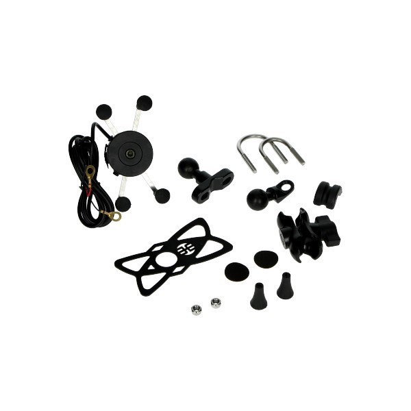 houder telefoon 12v met USB aansluiting bromfiets, motorfiets, scooter