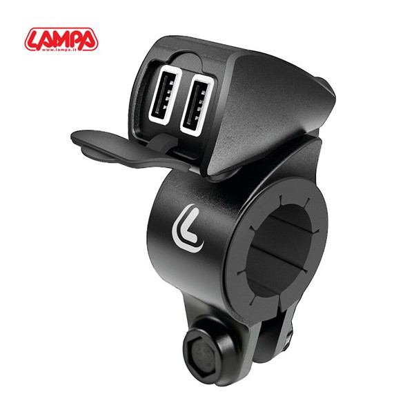 aansluiting lampa USB stuur 12/24v (snellader) Fix Trek 21/32mm bromfiets, motorfiets 38828