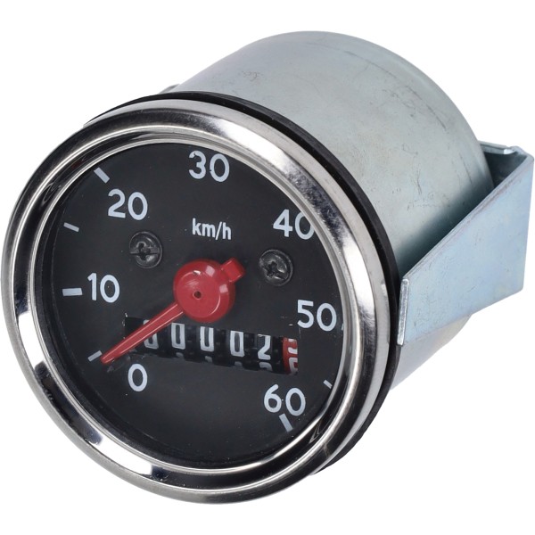 km tellerklok 60km/u zwart/chrome 48mm zwart/chroom camino, kreidler, puch, simson, zundapp