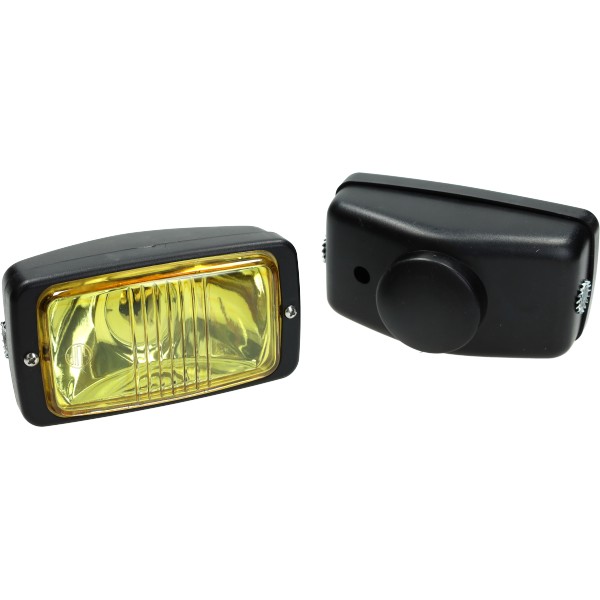 koplamp guia rechthoekig (made in EU) zwart geel glas 14cm bromfiets
