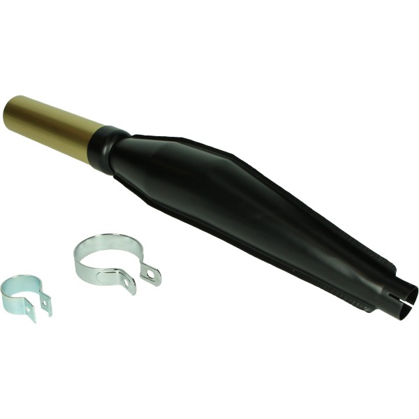 uitlaat jamarcol cross (made in EU) + beugel (expansie) 28mm zwart/goud bromfiets