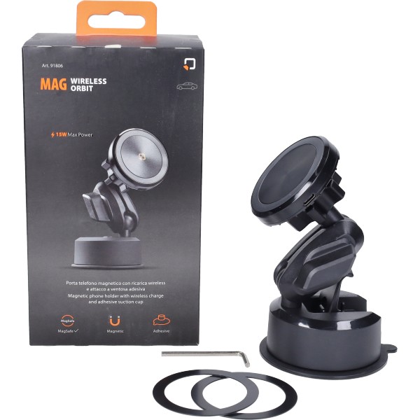 houder optiline telefoon oplader Mag Wireless Orbit voor bijv. op dashboard/vooruit Minicar 91806