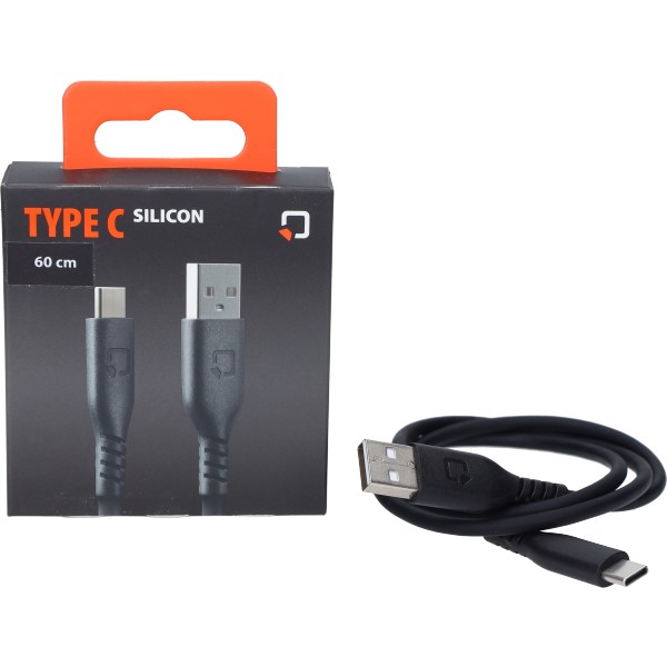 oplaadkabel optiline silicone usb A > usb C 60cm zwart 91787