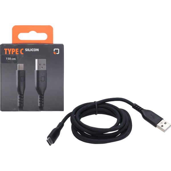 oplaadkabel optiline silicone usb A > usb C 150cm zwart 91788