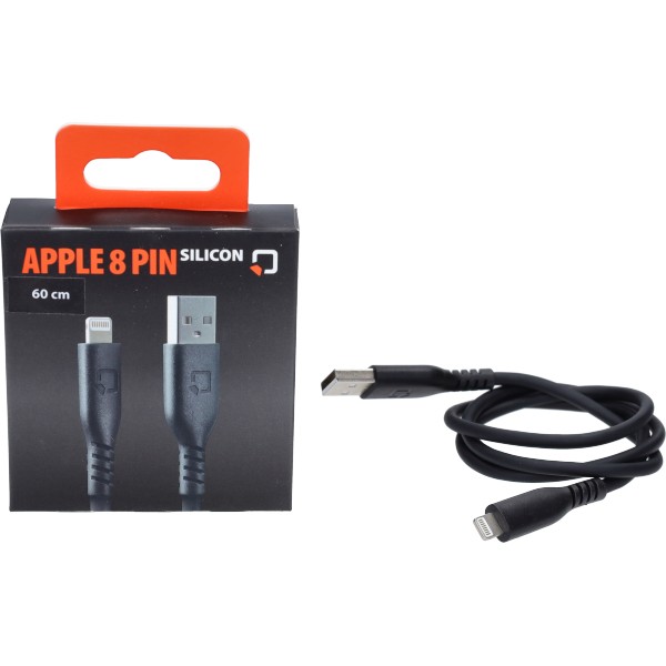 oplaadkabel optiline silicone usb A > Apple 8 pin 60cm zwart 91781