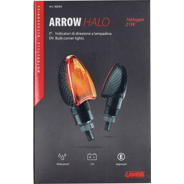 knipperlicht lampa e-keur 12v arrow halo carbon 90093
