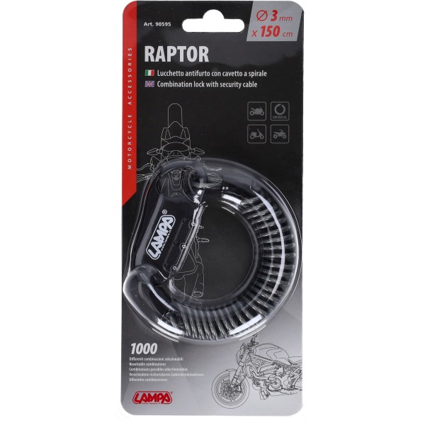 cijferslot lampa + kabel universeel 150cm grijs 90595