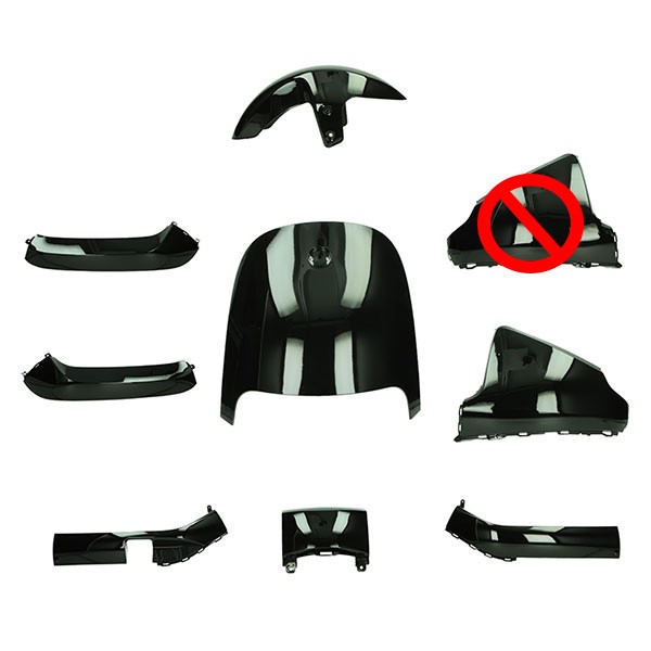 plaatwerkset !!mist 1 deel(zie foto)!! zwart glans 8-delig Segway E110, Segway E125
