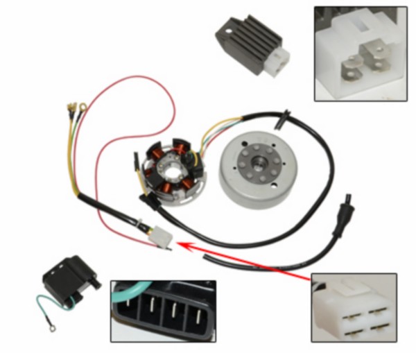 ontst+vliegwielset kokusan 6v orig Kokusan evo  (voor bosch vlieg trekker) kreidler, sachs, zundapp