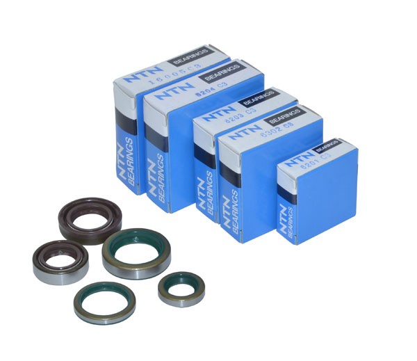 lager+keerringset compleet motor Zundapp 4V  (viton keeringen) 10-delig