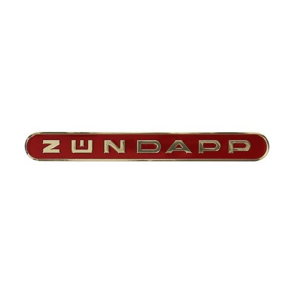 sticker woord [zundapp] langwerpig rood/goud