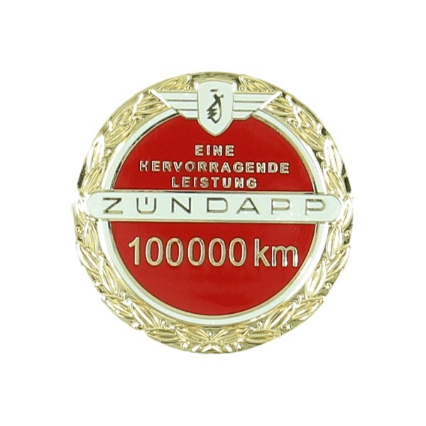 sticker logo 100.000 km jubileum incl. speldje rood zundapp