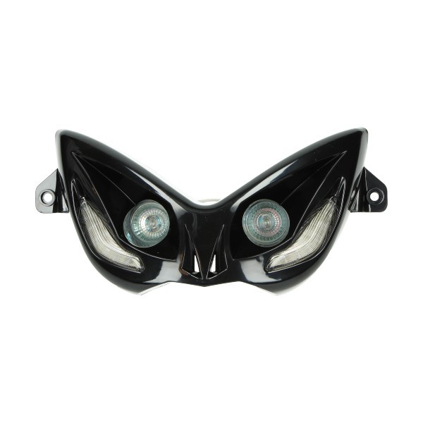 koplamp DMP halogeen met led knipperlichten zwart aerox 2t, mbk nitro