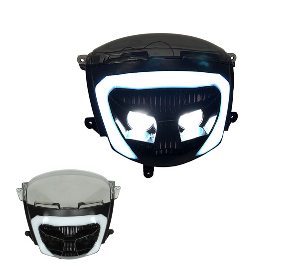 koplampunit DMP + led lamp new style zwart/smoke zip2000