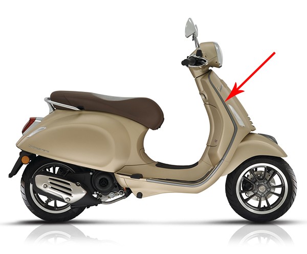 sierstrip Piaggio origineel beenschild rechtsboven antraciet primavera, sprint cm298702