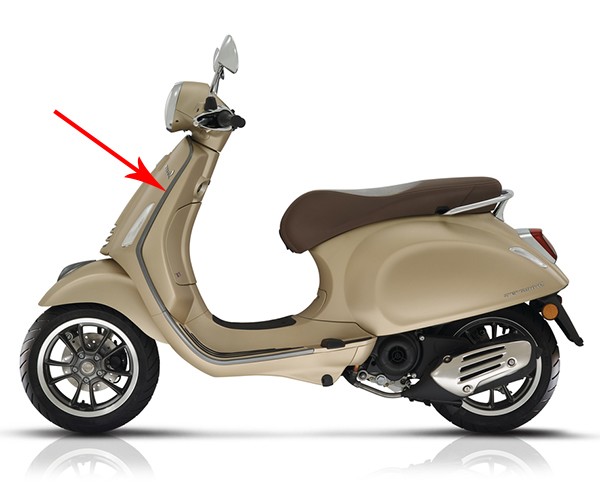 sierstrip Piaggio origineel beenschild linksboven antraciet primavera, sprint cm2984025