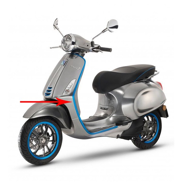 sierstrip Piaggio origineel beenschild links blauw elettrica, primavera, sprint cm2984055