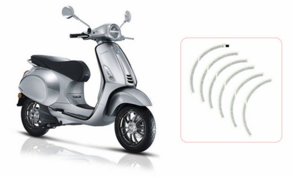 stickerset Piaggio origineel voorwiel zwart elettrica, primavera, sprint 2h002849000a3