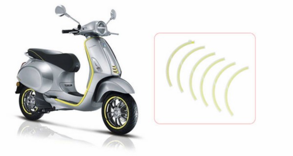 stickerset Piaggio origineel voorwiel geel elettrica, primavera, sprint 2h002849000a6