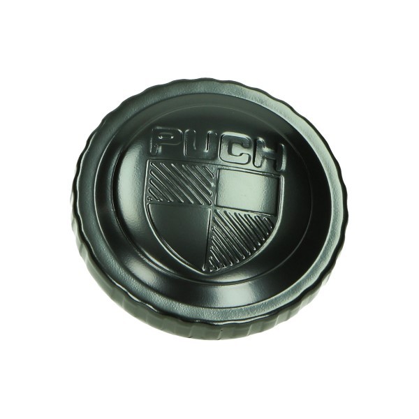 benzinetankdop bajonet met logo 30mm zwart puch, puch maxi
