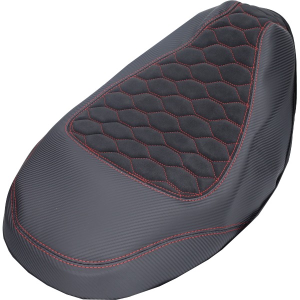 buddydek Regia (made in EU) Piaggo designo alcantara zwart/rood (stiksels) zip2000