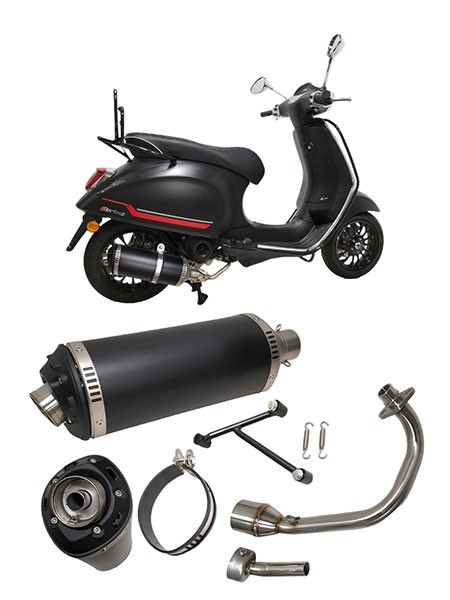 uitlaat Power1 euro-2 Evo-1 zwart/alu primavera 4t-2v, sprint 4t-2v, zip 4t