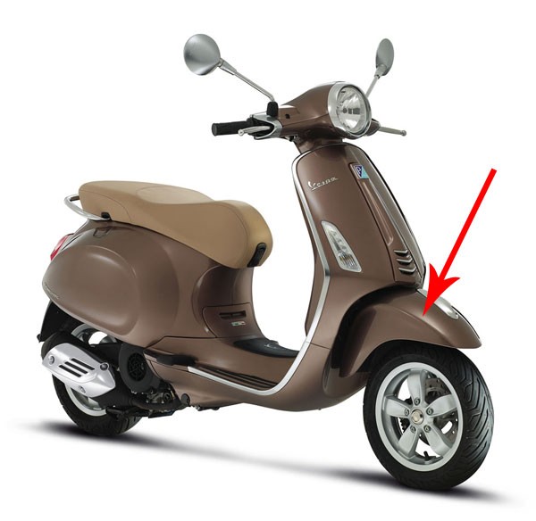 voorspatbord Piaggio origineel bruin 129/a primavera 1b000947000md