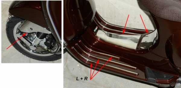 sierstripset DMP + kapjes exclusive line chroom 9-delig lxv, vespa lx, vespa S=op=op