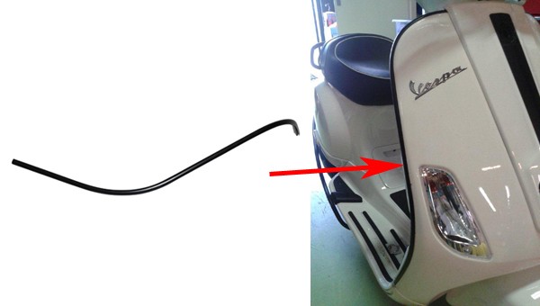 sierstrip beenschild rechts zwart lxv, vespa lx, vespa S