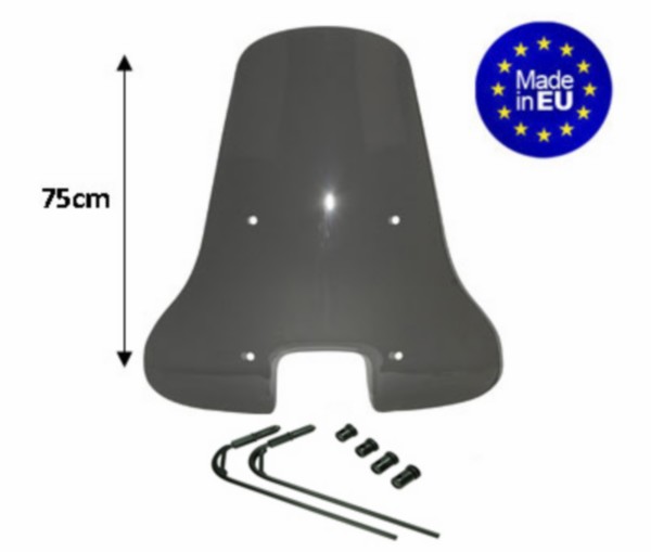 windscherm Regia met bevestigingsset hoog (made in EU) 75cm smoke vespa S