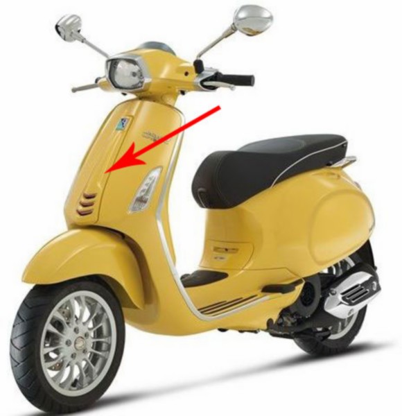 voorscherm Piaggio origineel midden geel 968/a sprint 1b000203000l5=op=op