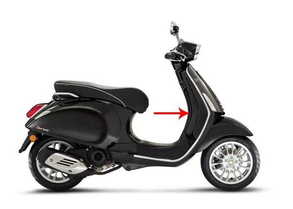 beenschilddeksel Piaggio origineel zwart lucido 94 sprint 6736180090