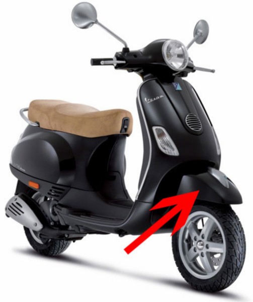 voorspatbord zwart vulcano 98/a vespa lx fl