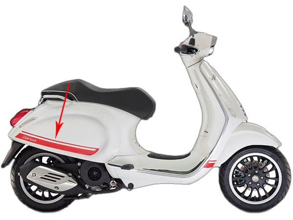 stickerset Piaggio origineel zijscherm met emblemen rood sprint 125 4t, sprint 150 4t, sprint 605944m00r
